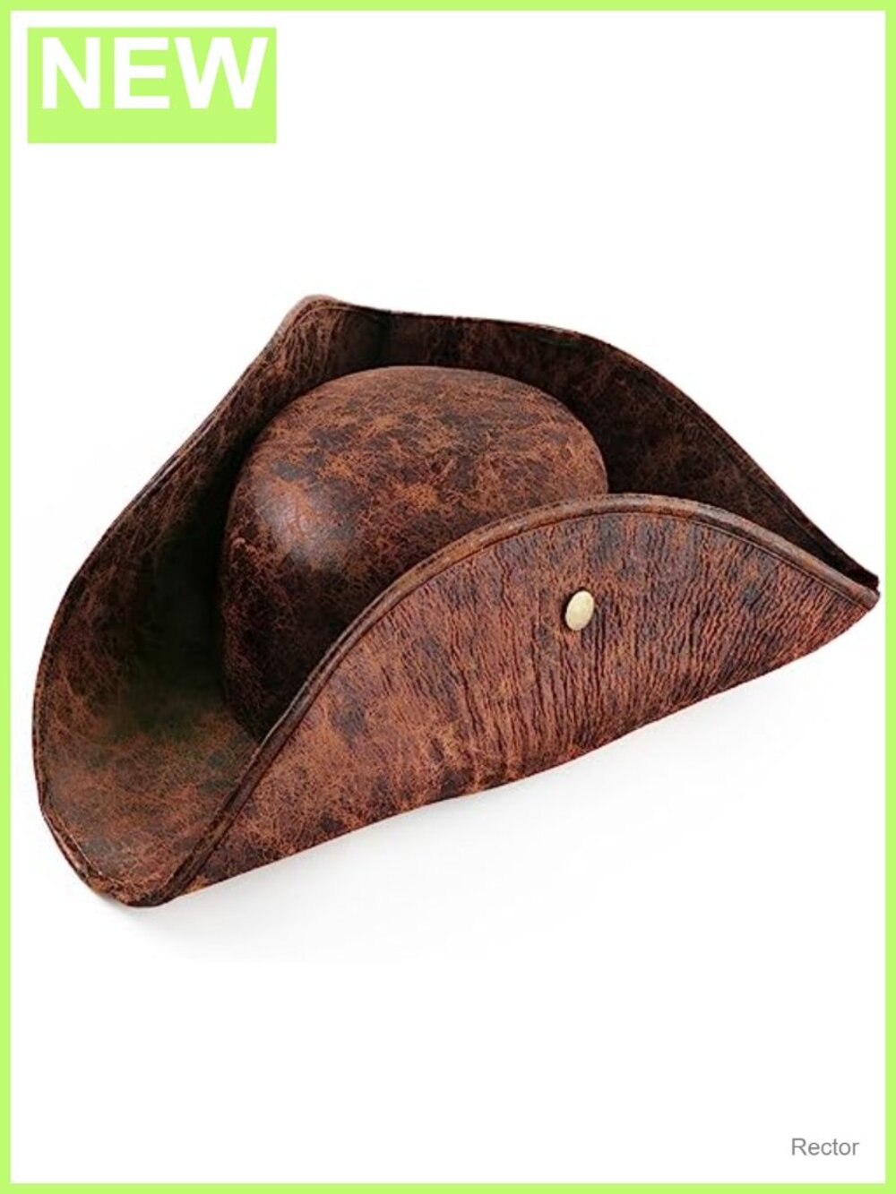 Pirate Tricorn Hat Faux Leather Vintage Wrinkle Distressed Cosplay Costume
